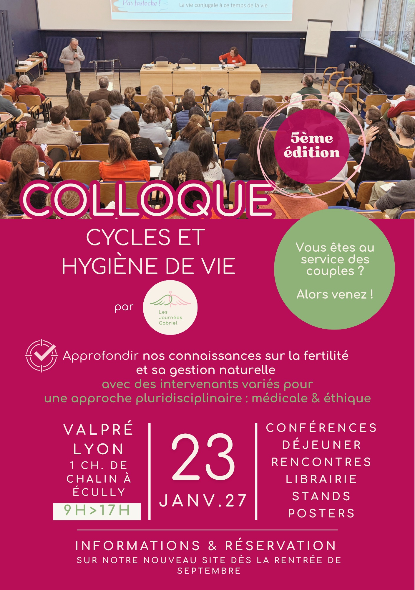 Tract du colloque Cycles et hygiène de vie, 5e édition, 23 janvier 2027 — recto