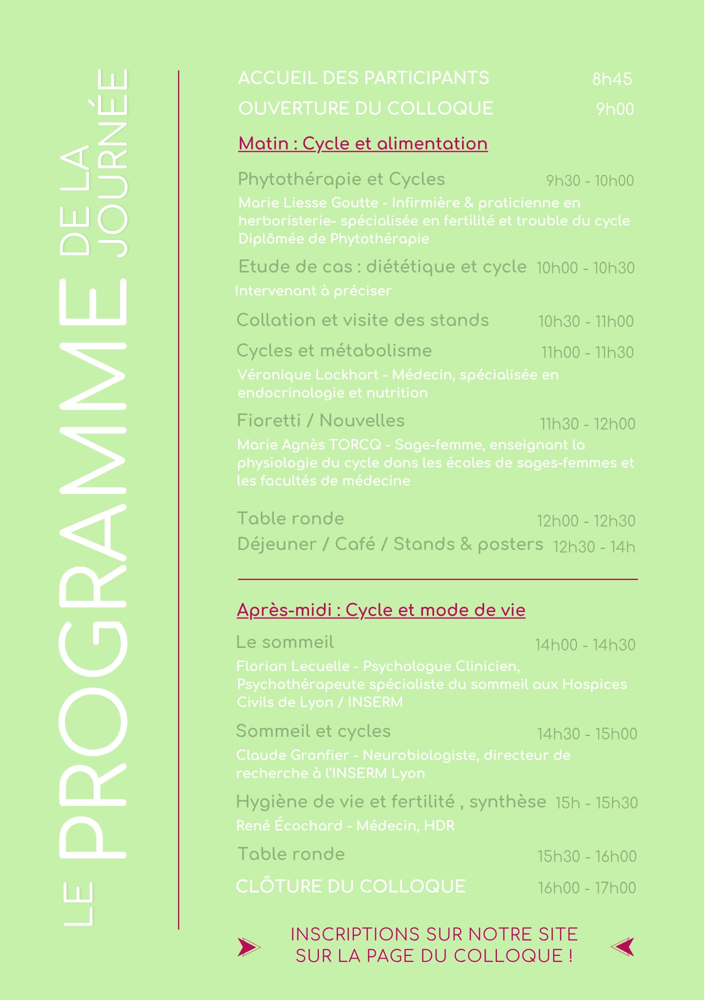 Tract du colloque, 23 janvier 2027 — verso : le programme de la journée, détaillé en texte sous le tract